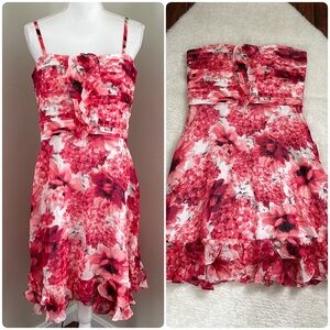 WHBM Floral Ruffle Silk Dress